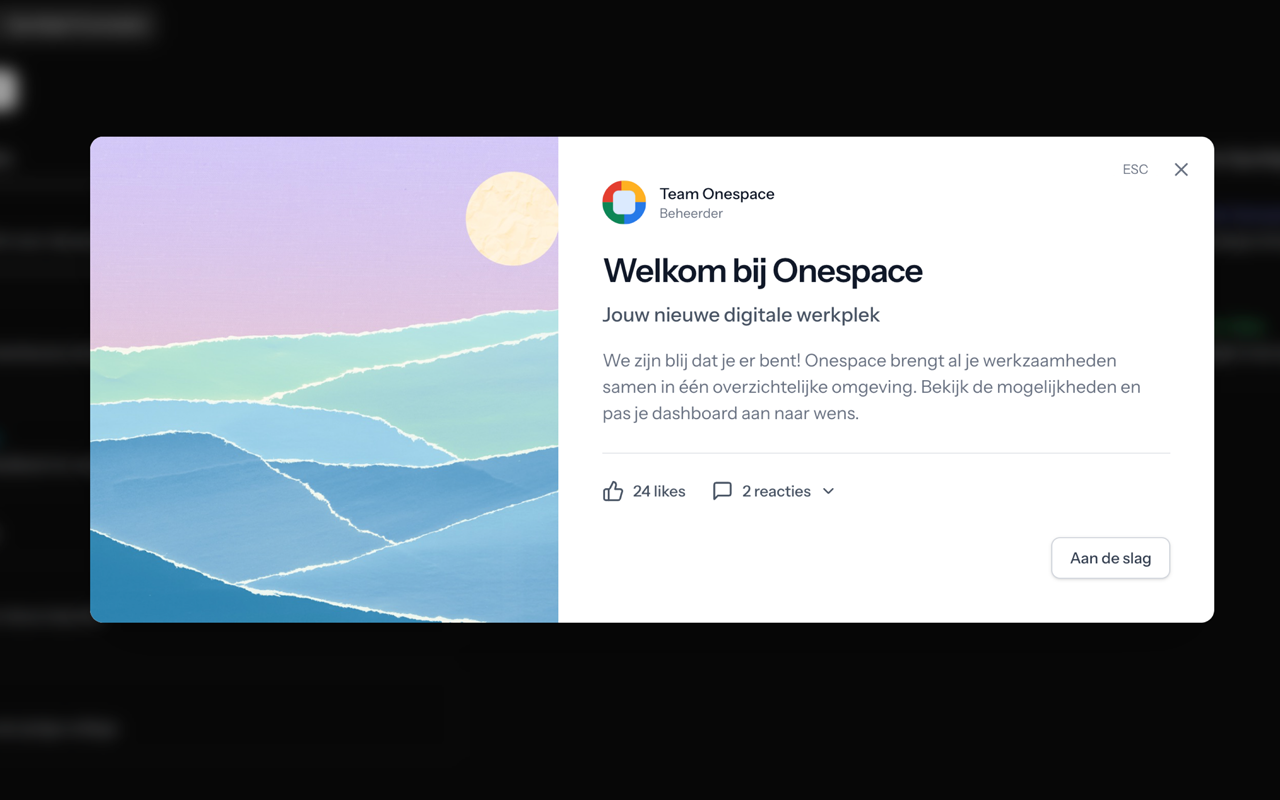 onespace dashboard visualisatie